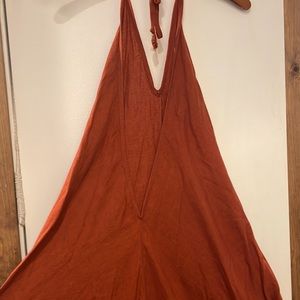 Handmade terracottta linen maxi dress -NWT-